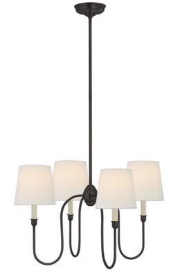 Vendome Small Chandelier, Bronze with Linen Shades