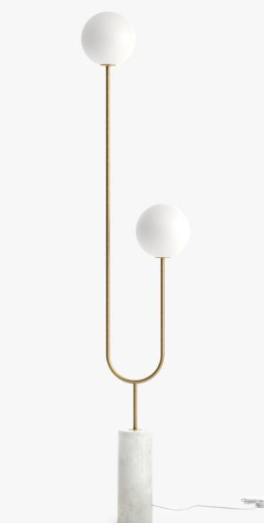 Uma Floor Lamp, Brass With Mandalay White Marble