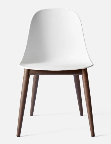 Harbour Dining Side Chair, Dark Oak Legs, White Shell Seat