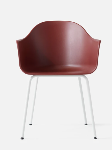 Harbour Dining Chair, White Legs, Burned Red Shell Seat