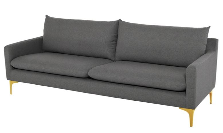 Anders Sofa - Slate Grey with Brushed Gold Legs