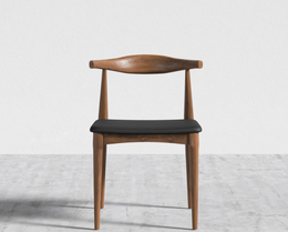 Elbow Chair, Trento Jet Black with Walnut Stain Finish