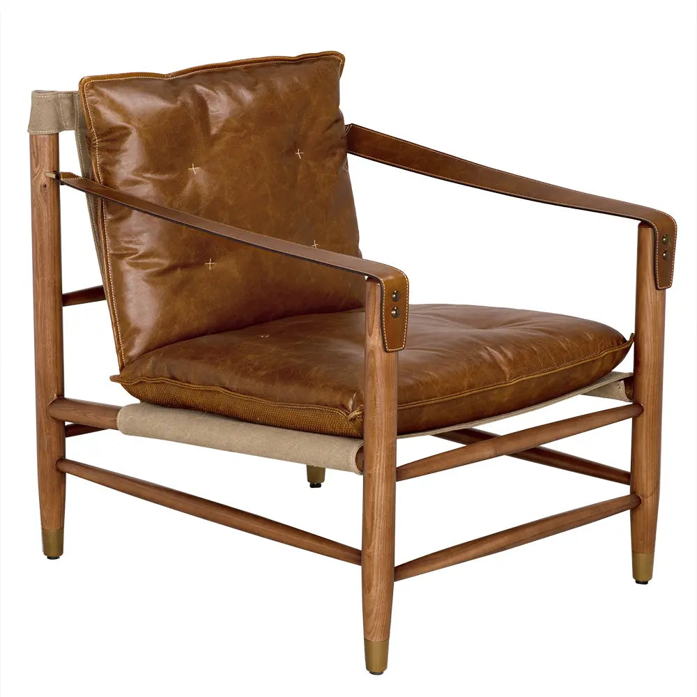 Luther Chair, Cuba Brown Leather with Canvas