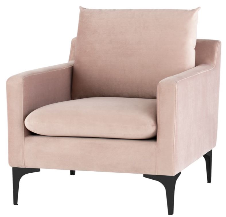 Anders Lounge Chair - Blush with Matte Black Legs