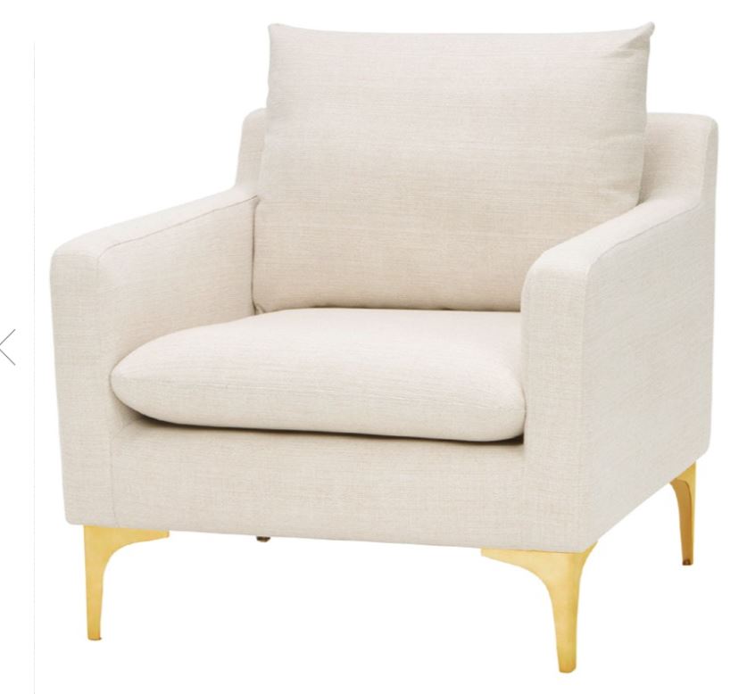 Anders Lounge Chair - Sand with Brushed Gold Legs