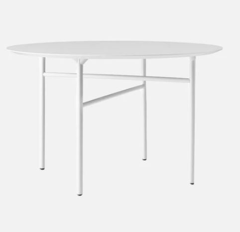 Snaregade Dining Table, Round 47 in, Light Grey/Light Grey Veneer