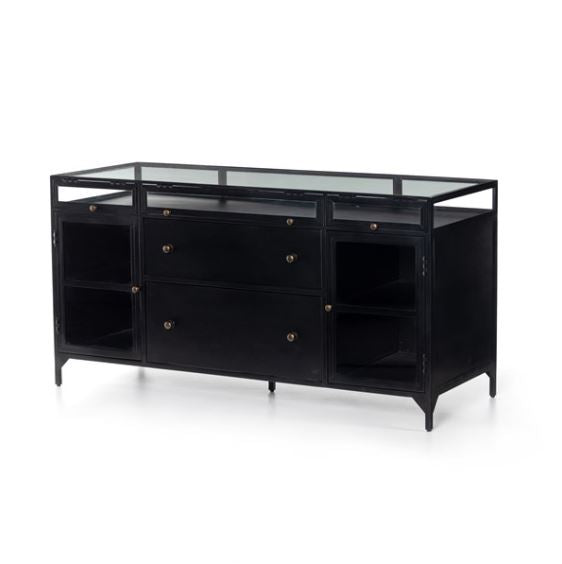 Shadow Box Modular Filing Credenza-Black