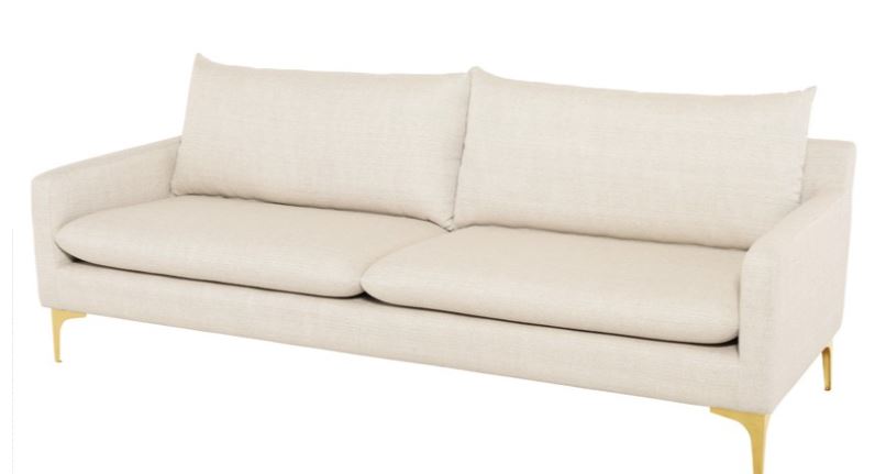 Anders Sofa - Sand with Brushed Gold Legs