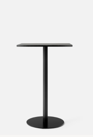 Harbour Column Bar Table, 24x28 in, Charcoal Linoleum with Black Base