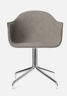 Harbour Swivel Arm Chair, Polished Aluminum Base, Melange Nap 111 Fabric