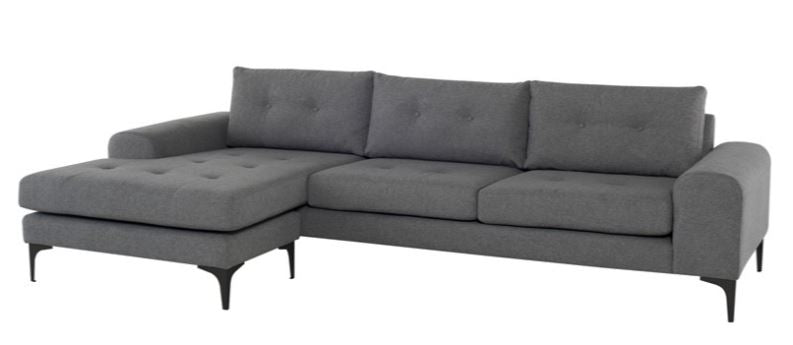 Colyn Sectional Sofa - Shale Grey with Matte Black Steel Legs