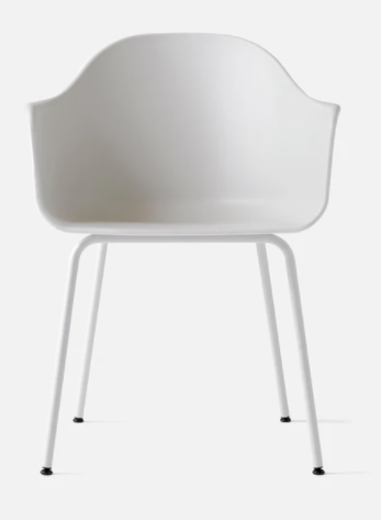 Harbour Dining Chair, White Legs, Light Grey Shell Seat