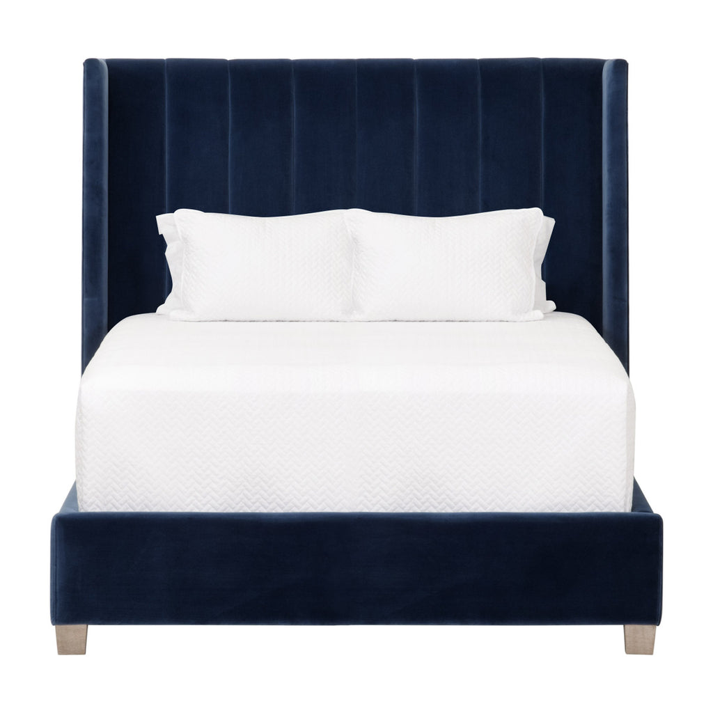 Chandler Queen Bed - Denim Velvet, Natural Gray Oak