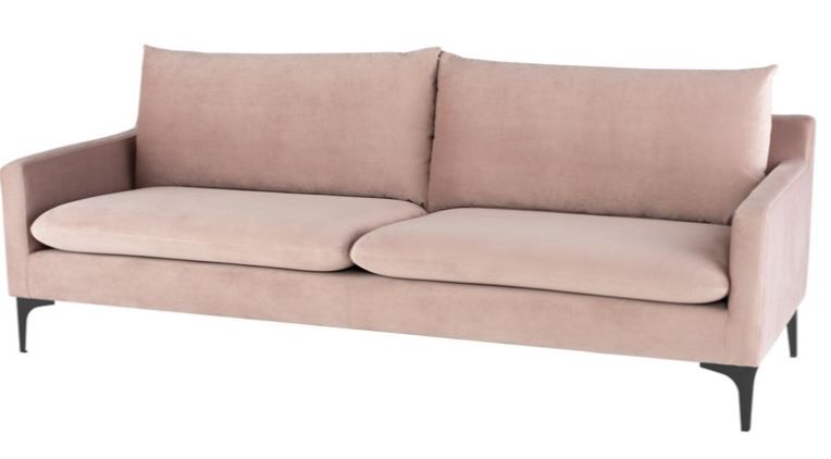 Anders Sofa - Blush with Matte Black Legs