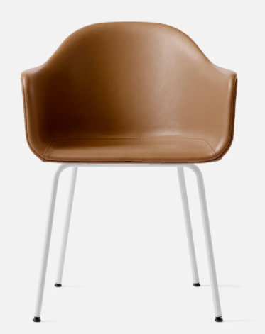 Harbour Dining Chair, White Legs, Leather Dakar 0250 Seat