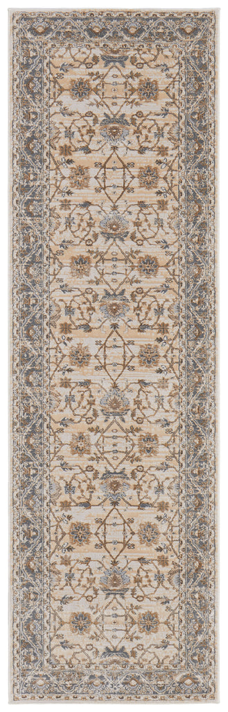 Celene Traditional Bordered Tan Ivory Gray Area Rug (2'6" x 8')