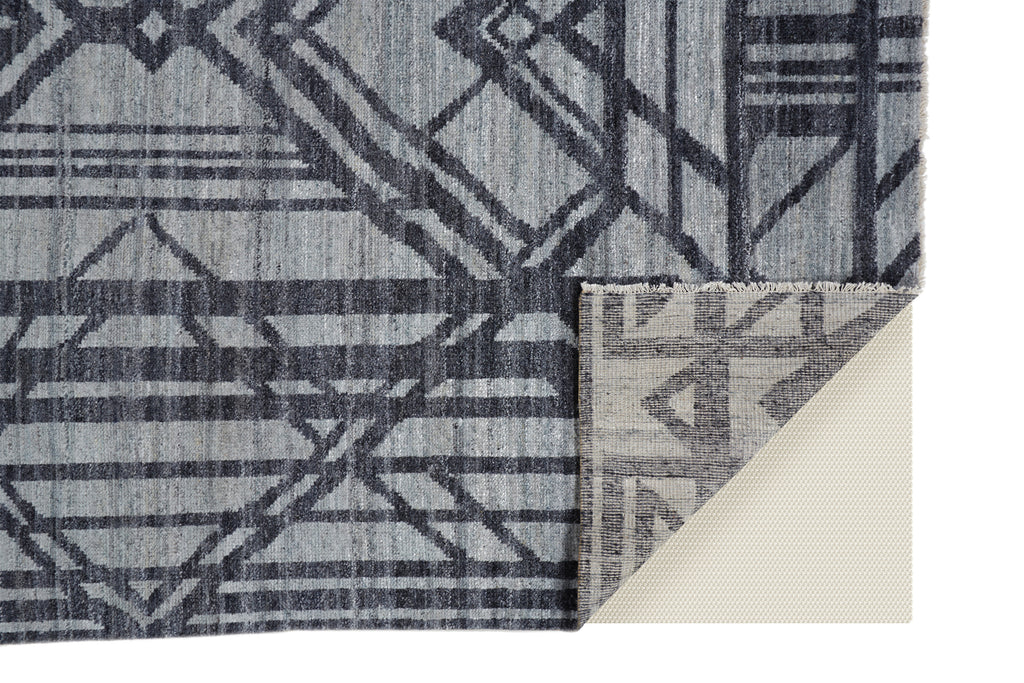 Vivien Modern Geometric Gray Blue Area Rug (8' x 10')