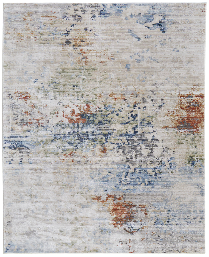 Sonora Modern Abstract Ivory Blue Red Area Rug (9' x 12'8")