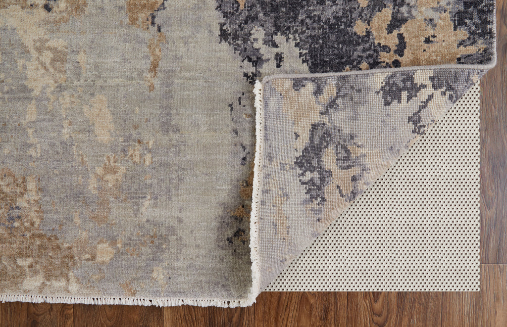 Marinn Modern Abstract Gray Ivory Tan Area Rug (7'9" x 9'9")