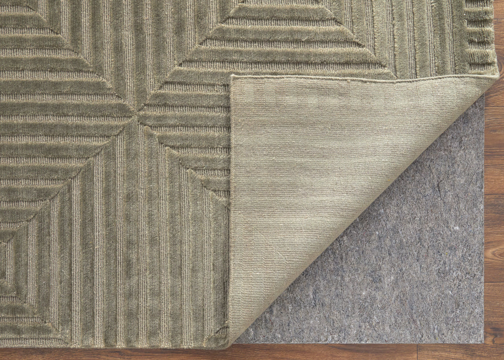 Channels Modern Geometric Green Taupe Blue Area Rug (7'9" x 9'9")