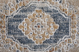 Pasha Transitional Medallion Ivory Taupe Blue Area Rug (9' x 12'8")