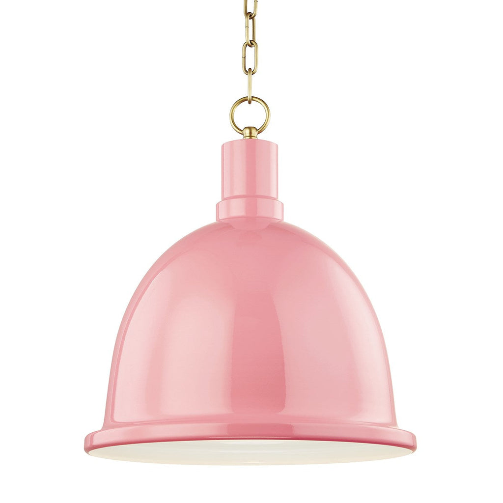 Blair Pendant 18" - Aged Brass/Pink