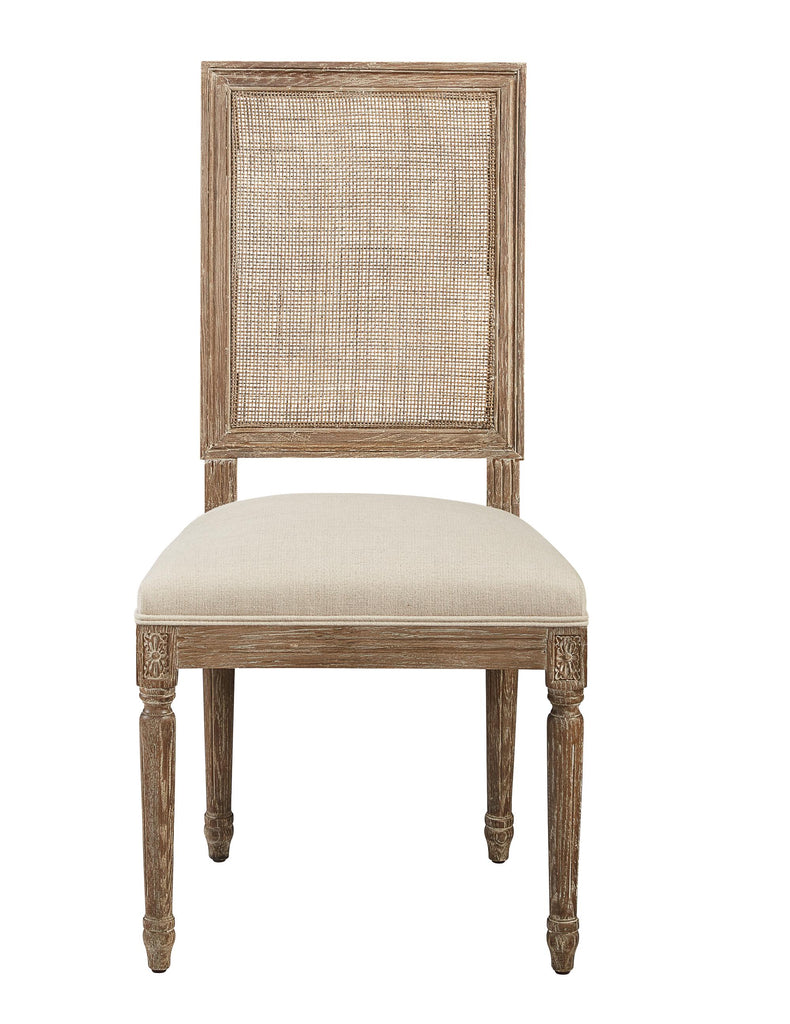 Linen & Oak Caned Back Side Chair