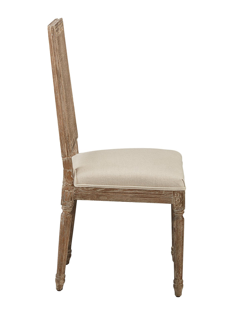 Linen & Oak Caned Back Side Chair