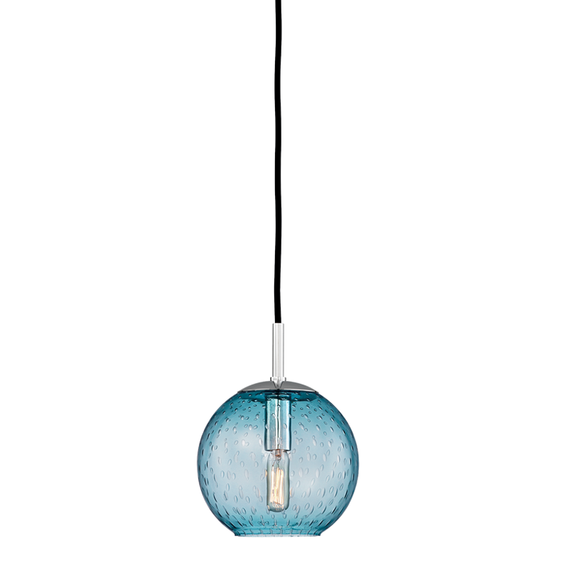 Rousseau Pendant Blue 6" - Polished Chrome