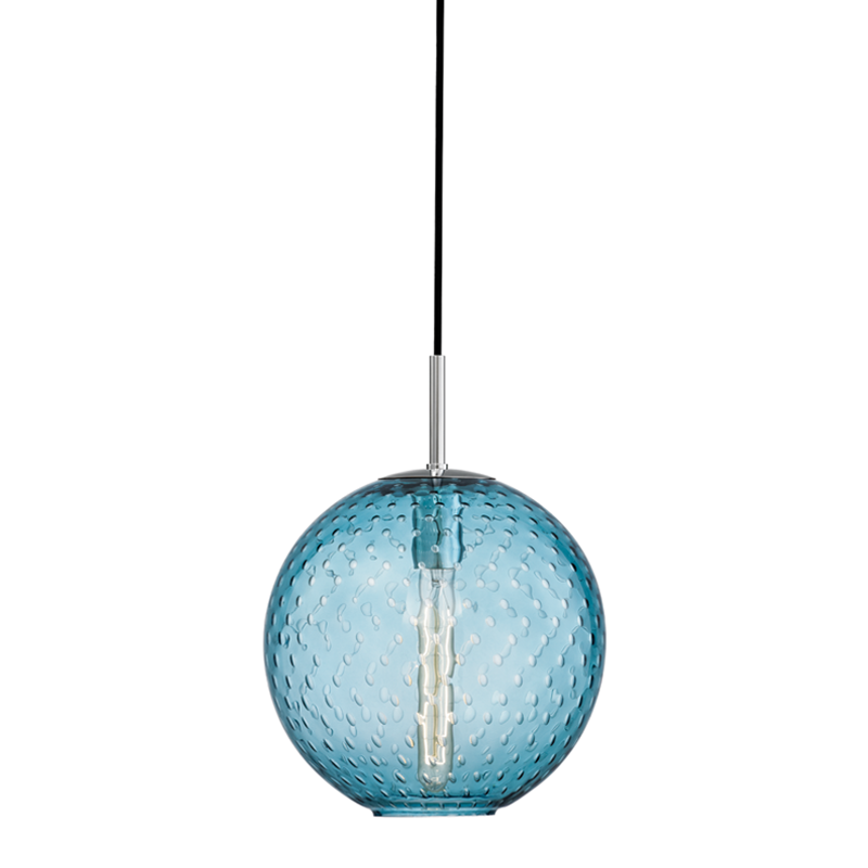 Rousseau Pendant Blue 11" - Polished Chrome