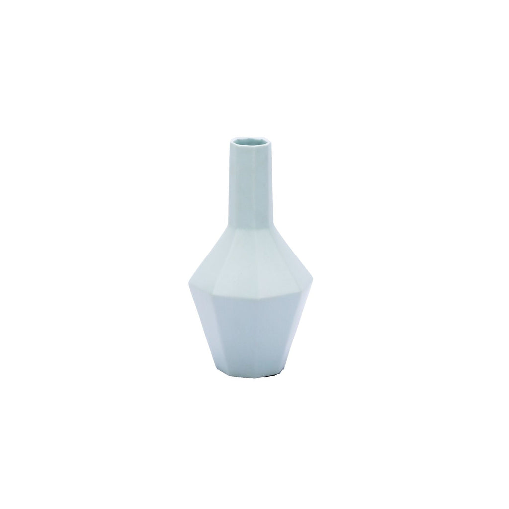 White Hex Spindle Vase Small