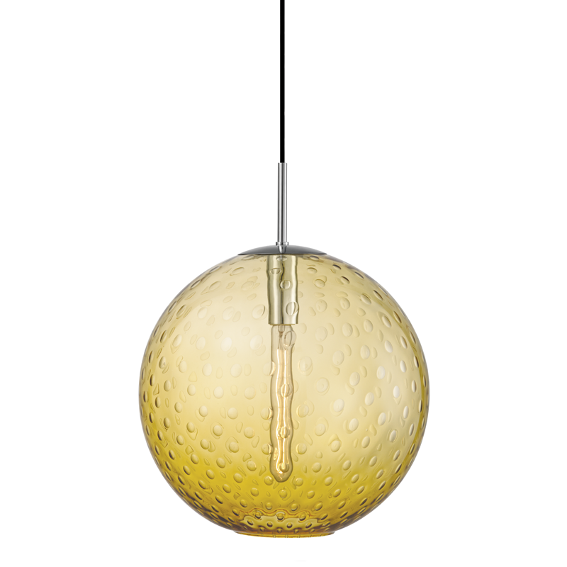 Rousseau Pendant Light Amber 14" - Polished Chrome