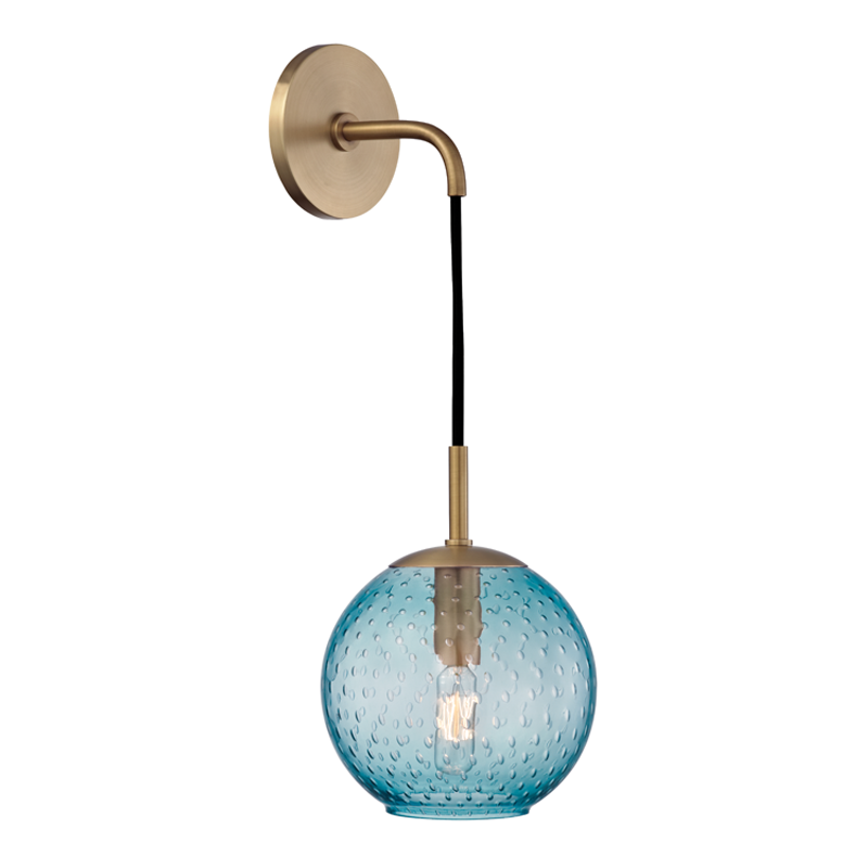 Rousseau Wall Sconce Blue 7" - Aged Brass