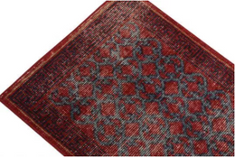 Rug & Kilim's Distressed Gift Sized Rug - Red And Blue Khotan Style Design