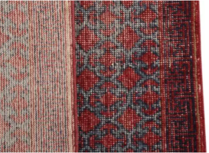 Rug & Kilim's Distressed Gift Sized Rug - Red And Blue Khotan Style Design