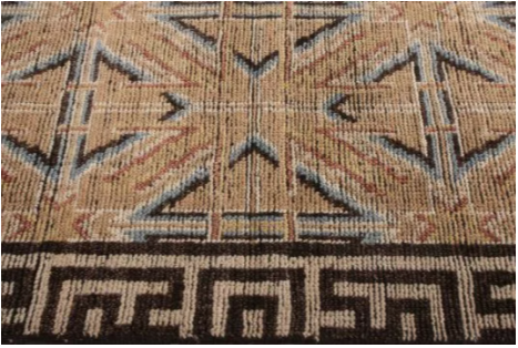 18th Century Chinese Style Rug In Beige Brown Geometric Pattern By Rug & Kilim