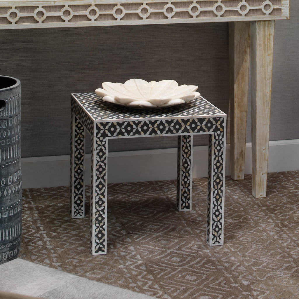 Evelyn Inlay Side Table-Black