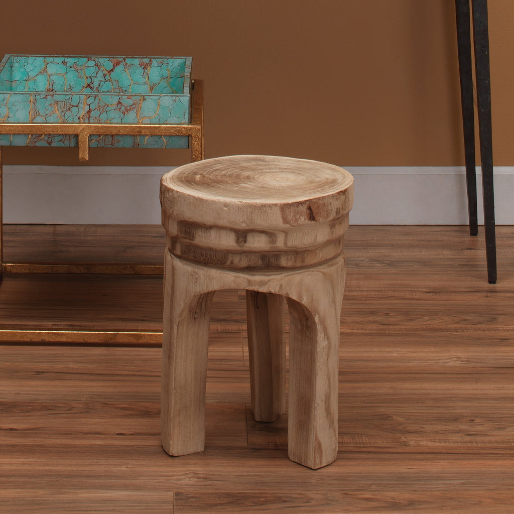 Mesa Wooden Stool-Brown