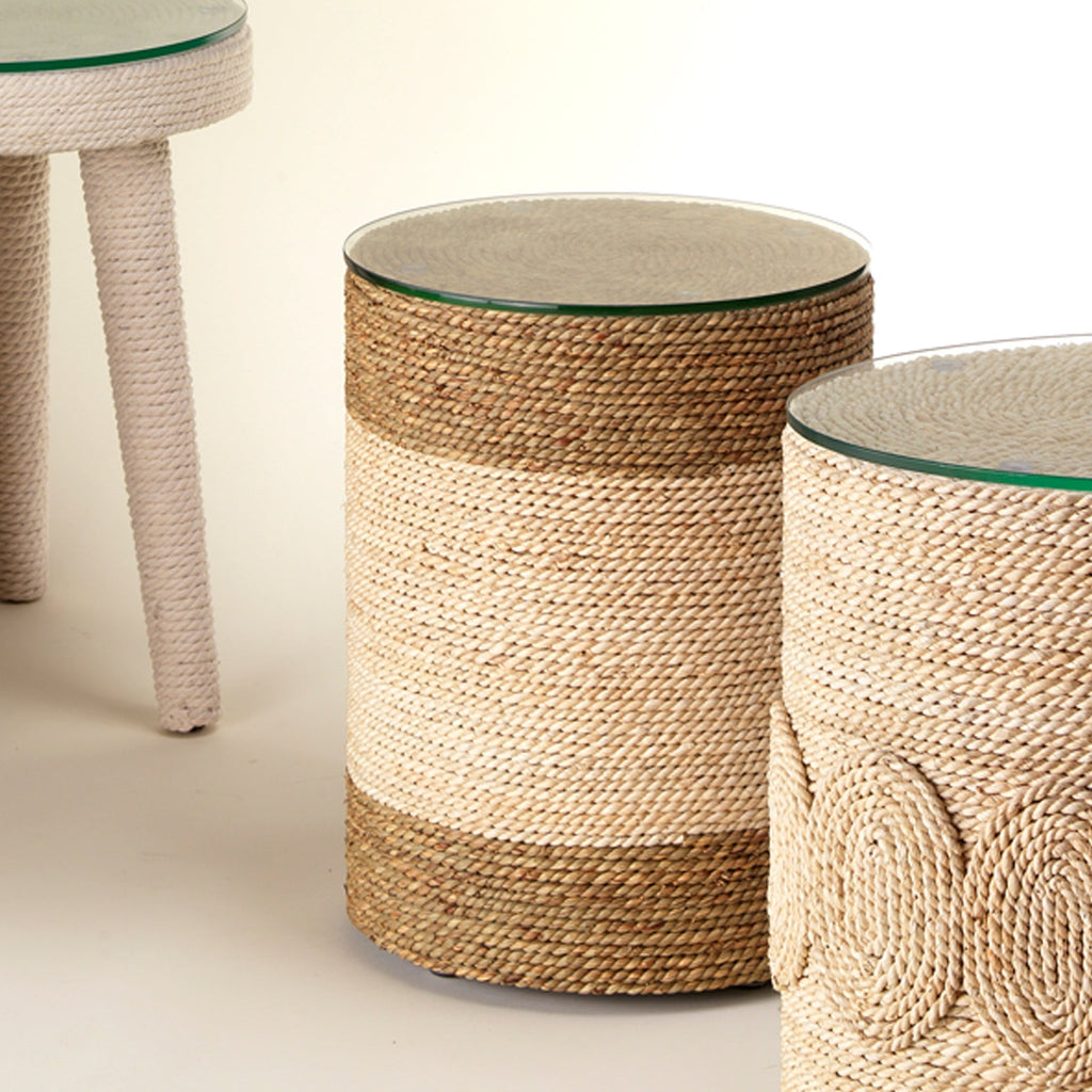 Saint Bart's Side Table-Two tone: Off White and Natural