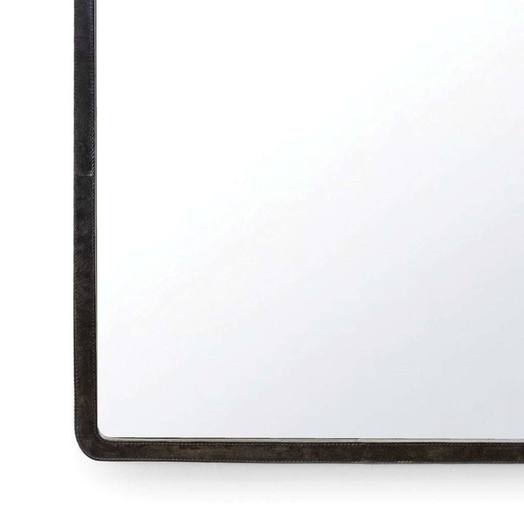 Knox Leather Rectangle Mirror (Black)