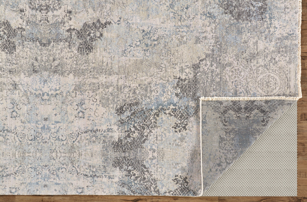 Dalia Modern Damask Ivory Gray Blue Area Rug (2' x 3')