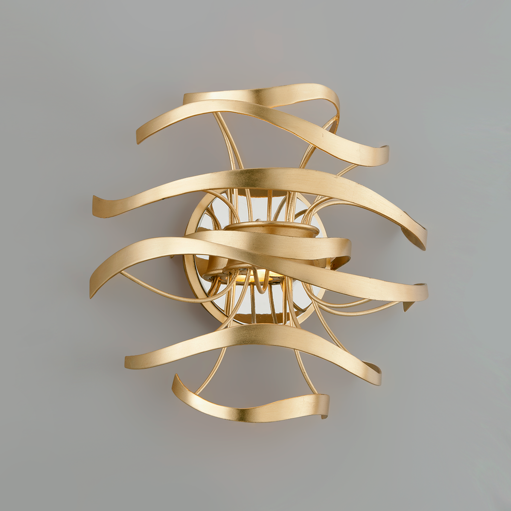 Calligraphy Wall Sconce - Gold Leaf W Polished Stainless