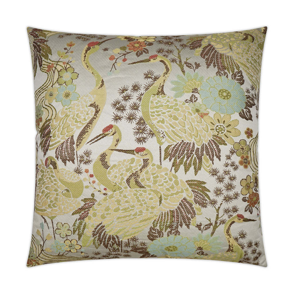 Crane Pillow - Celadon