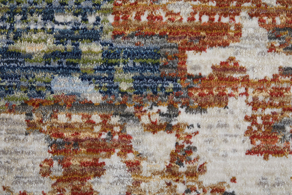 Sonora Modern Abstract Ivory Blue Red Area Rug (7'10" x 10'3")