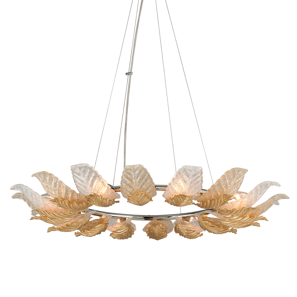 Anello Chandelier 43" - Gold Leaf W Polished Stainless