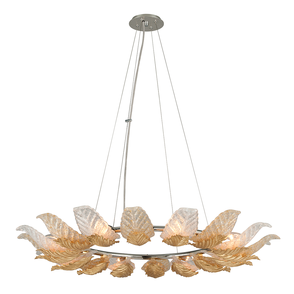 Anello Chandelier 43" - Gold Leaf W Polished Stainless