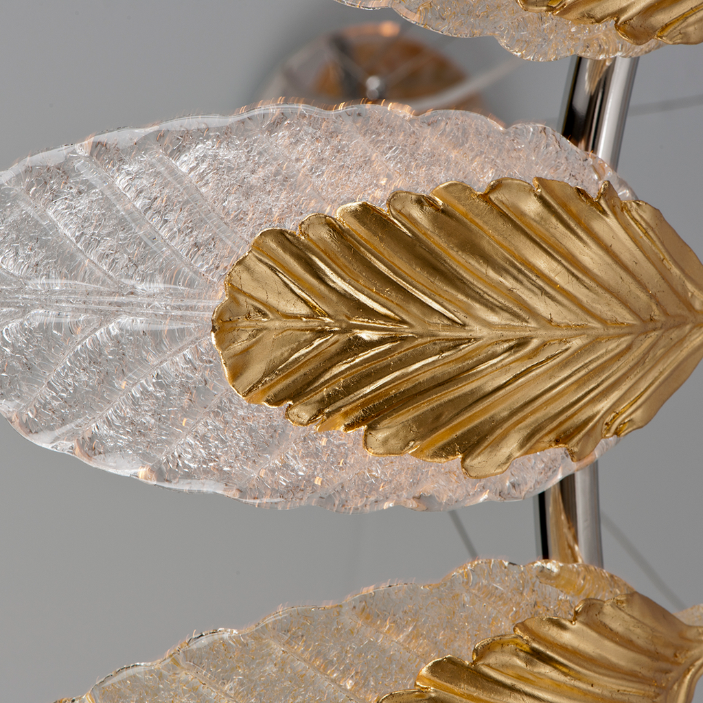 Anello Chandelier 43" - Gold Leaf W Polished Stainless