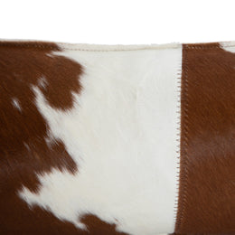 Modern Cowhide Lumbar Pillow - Brown & White Hair on Hide