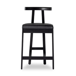 Tex Bar & Counter Stool - Counter Stool - Black Leather