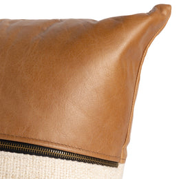 Leather and Linen Pillow - Sonoma Butterscotch by Four Hands